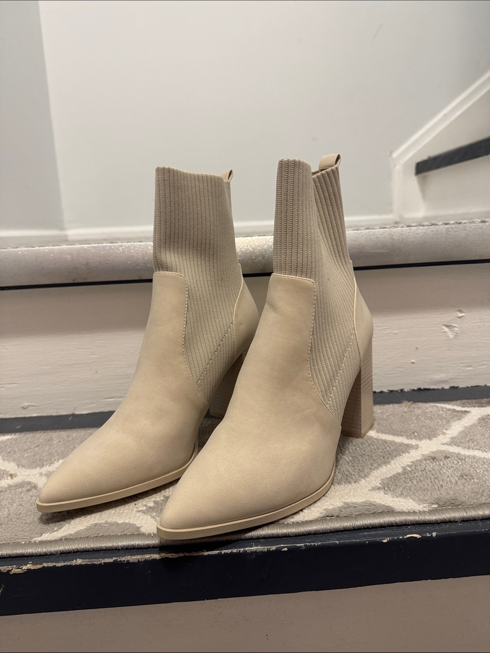 Call It Spring Women's Pointed Knit Ankle Booties - Cream